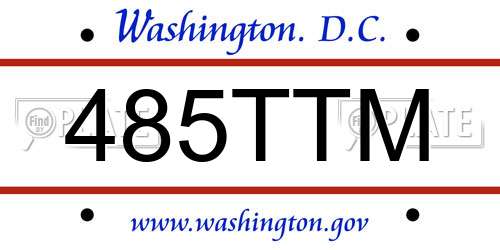 485TTM District Of Columbia License Plate