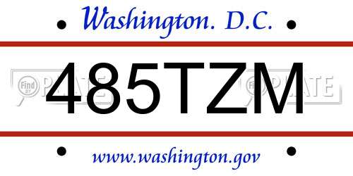 485TZM District Of Columbia License Plate