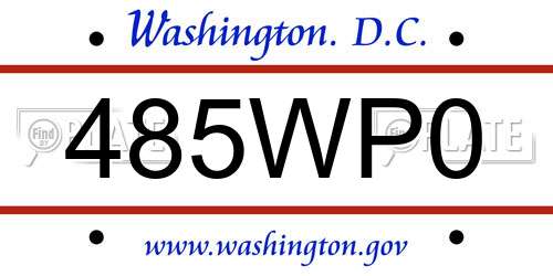 485WP0 District Of Columbia License Plate
