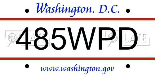 485WPD District Of Columbia License Plate