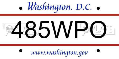 485WPO District Of Columbia License Plate