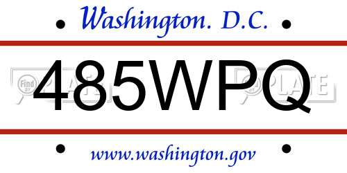 485WPQ District Of Columbia License Plate