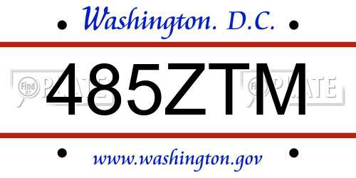 485ZTM District Of Columbia License Plate