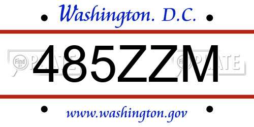 485ZZM District Of Columbia License Plate