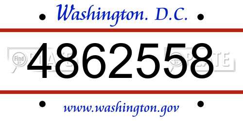 4862558 District Of Columbia License Plate
