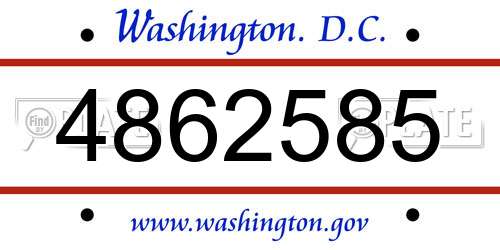 4862585 District Of Columbia License Plate