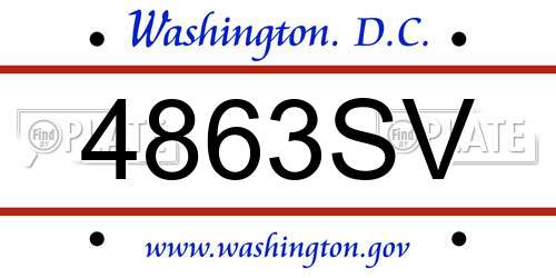 4863SV District Of Columbia License Plate