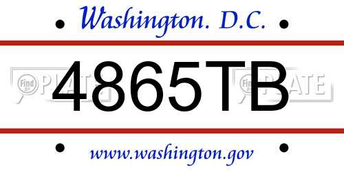 4865TB District Of Columbia License Plate