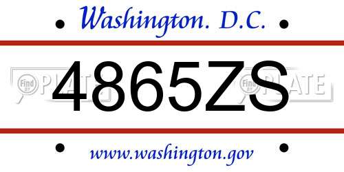 4865ZS District Of Columbia License Plate