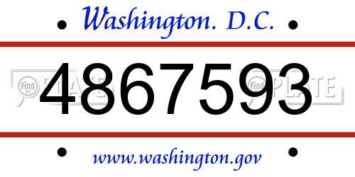 4867593 District Of Columbia License Plate