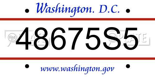 48675S5 District Of Columbia License Plate