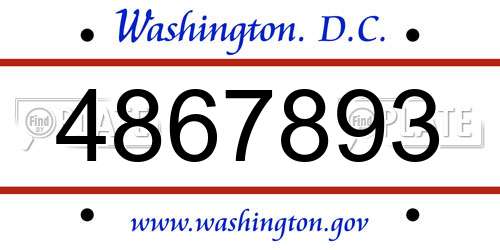 4867893 District Of Columbia License Plate