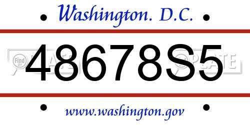 48678S5 District Of Columbia License Plate