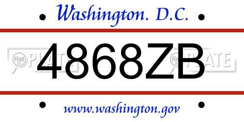 4868ZB District Of Columbia License Plate