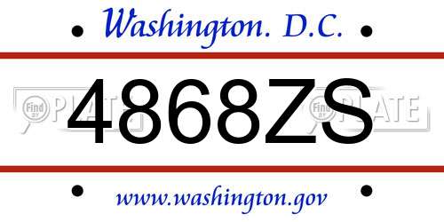 4868ZS District Of Columbia License Plate