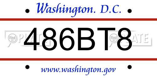 486BT8 District Of Columbia License Plate