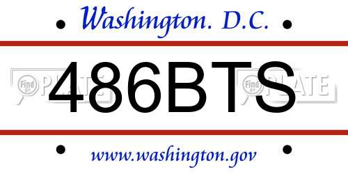 486BTS District Of Columbia License Plate