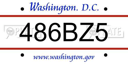 486BZ5 District Of Columbia License Plate
