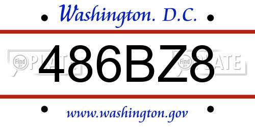 486BZ8 District Of Columbia License Plate