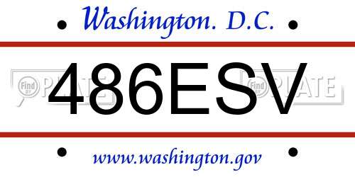 486ESV District Of Columbia License Plate