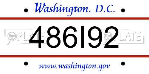 486I92 District Of Columbia License Plate