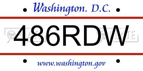 486RDW District Of Columbia License Plate