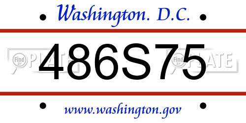 486S75 District Of Columbia License Plate