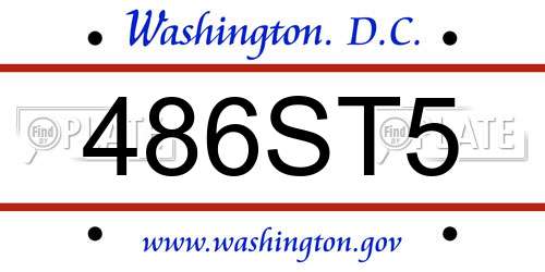 486ST5 District Of Columbia License Plate