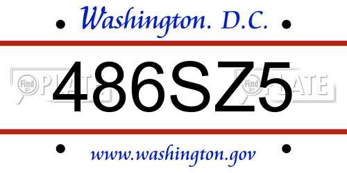 486SZ5 District Of Columbia License Plate