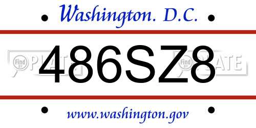 486SZ8 District Of Columbia License Plate