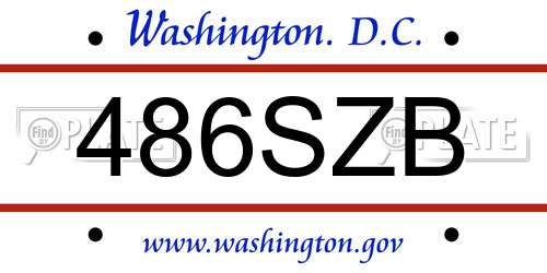 486SZB District Of Columbia License Plate