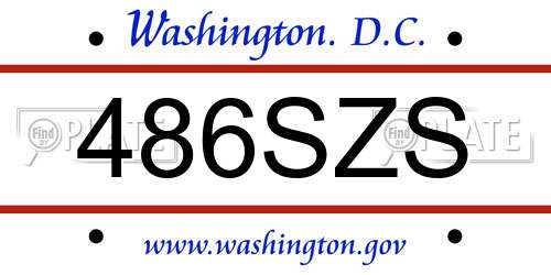486SZS District Of Columbia License Plate