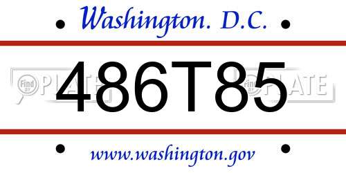 486T85 District Of Columbia License Plate