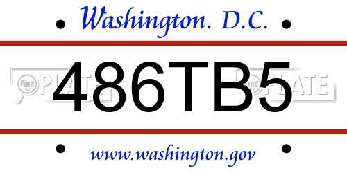 486TB5 District Of Columbia License Plate