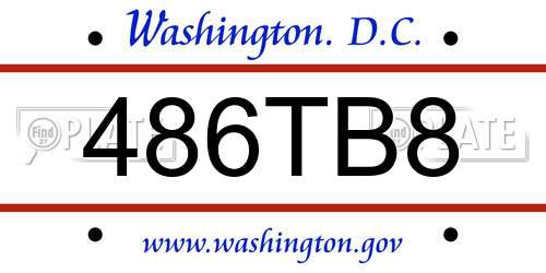 486TB8 District Of Columbia License Plate