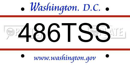 486TSS District Of Columbia License Plate