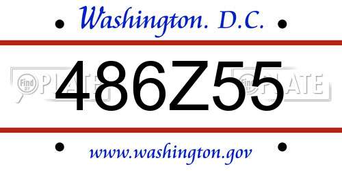 486Z55 District Of Columbia License Plate