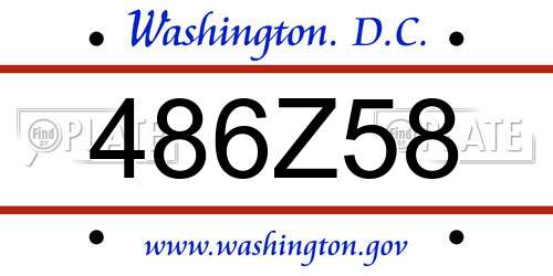 486Z58 District Of Columbia License Plate