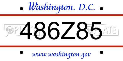486Z85 District Of Columbia License Plate