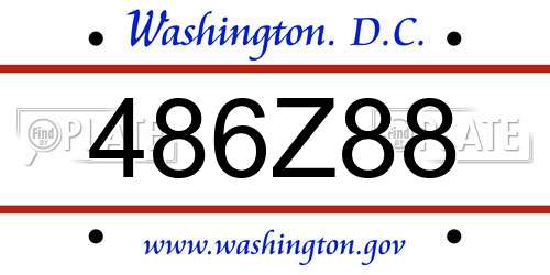 486Z88 District Of Columbia License Plate