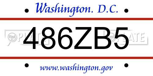 486ZB5 District Of Columbia License Plate