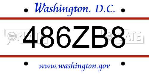 486ZB8 District Of Columbia License Plate