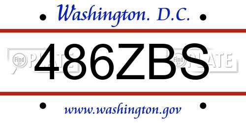 486ZBS District Of Columbia License Plate