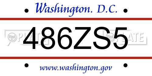 486ZS5 District Of Columbia License Plate
