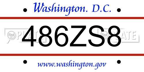 486ZS8 District Of Columbia License Plate