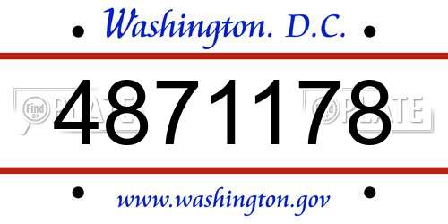 4871178 District Of Columbia License Plate