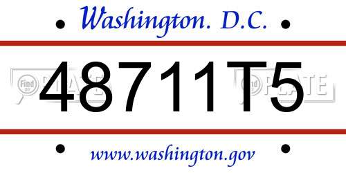 48711T5 District Of Columbia License Plate