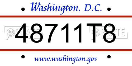 48711T8 District Of Columbia License Plate