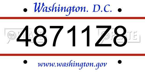 48711Z8 District Of Columbia License Plate
