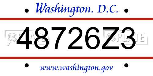 48726Z3 District Of Columbia License Plate